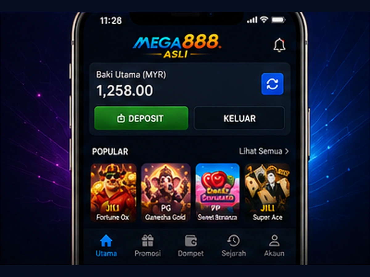 Paparan antaramuka Mega888 untuk iPhone